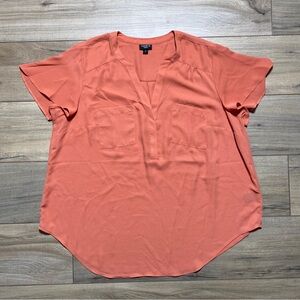 Torrid Womens Harper‎ Georgette Pullover Flutter Blouse Size 0 Apricot Brandy